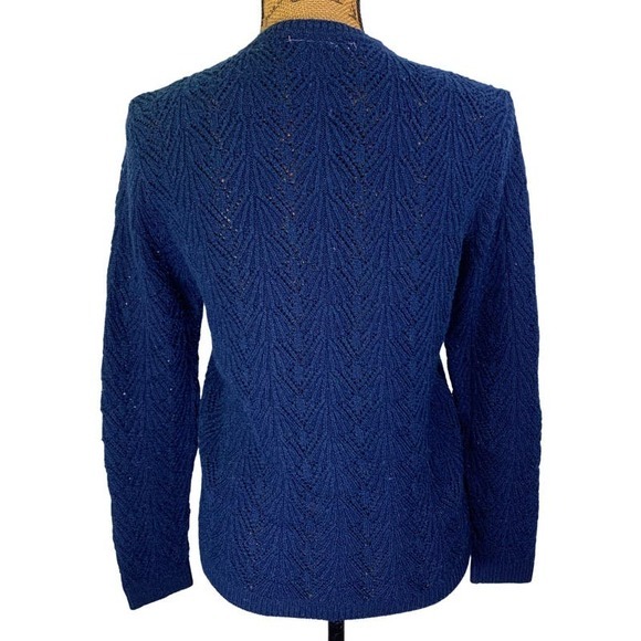 DOTTY MANN Blue Vintage Orlon Acrylic‎ Knit Button Down Cardigan Sweater - Picture 9 of 13